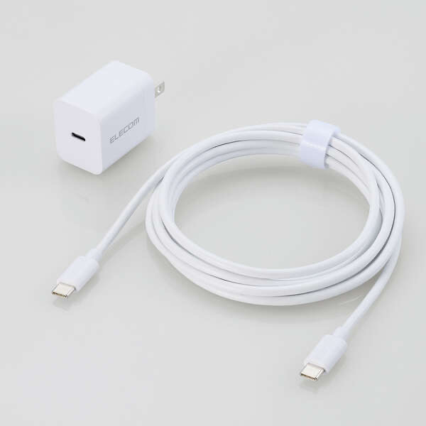エレコム ELECOM USB Power Delivery 20W AC充電器(C-Cケーブル付属/2．5m) ホワイト MPA-ACCP7220WH