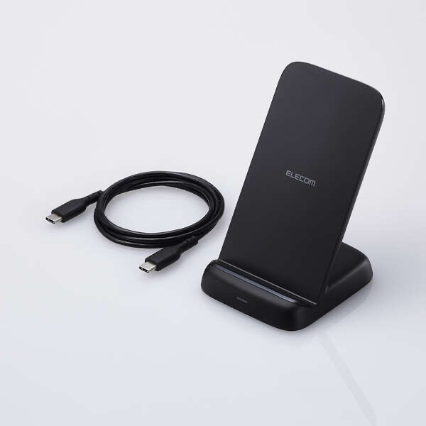 エレコム ELECOM Qi規格(EPP)対応ワイヤレス充電器(12W・スタンド) ブラック W-QS11BK