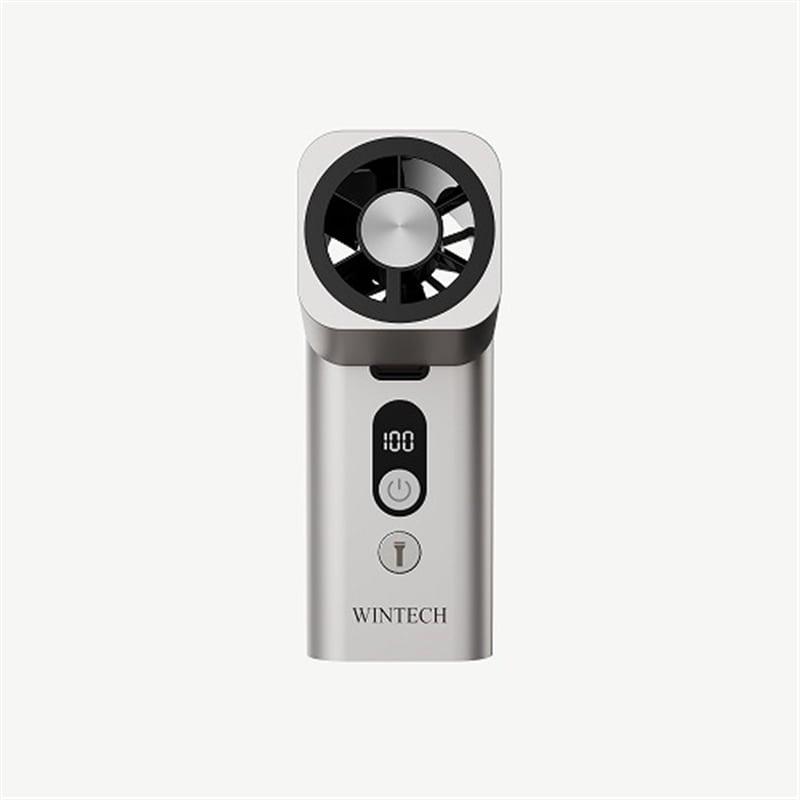 廣華物産 WINTECH 充電池内蔵メタルハンディファン LEDライト付き メタルシルバー HF-262ML