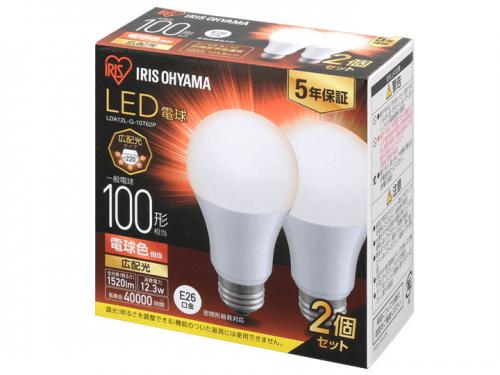 アイリスオーヤマ IRIS OHYAMA LED電球 E26 電球色 100形 2個入り LDA12L-G-10T62P