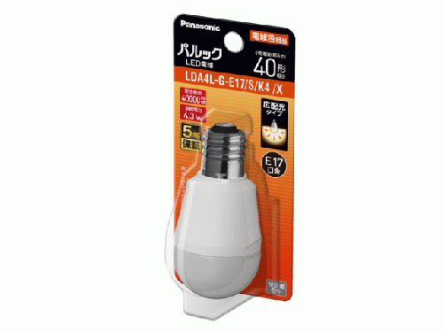 パナソニック Panasonic LED電球 パルック E17 40形 電球色 LDA4LGE17SK4X