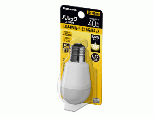 パナソニック Panasonic LED電球 パルック E17 40形 温白色 LDA4WWGE17SK4X