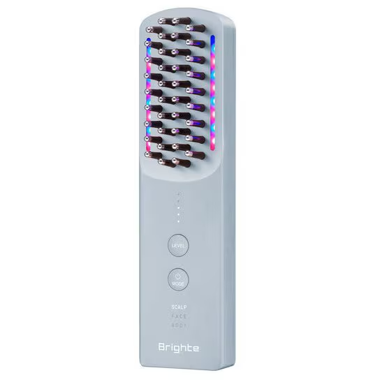 Brighte ブライト ブラシ型美顔器 ELEKI BRUSH＋（エレキブラシプラス） 赤青LED/デュアルモードEMS/インテリジェントRF 充電式 頭皮・全身対応 防水仕様（IPX6） 1台10役 アイスブルー BRT-FSB180LB