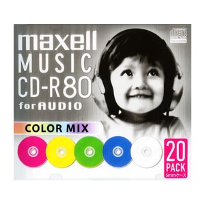 【SALE】maxell 音楽用CD-R 80分 20枚入 カラーミックス CDRA80MIX.S1P20S WEBサイト限定掲載商品 マクセル