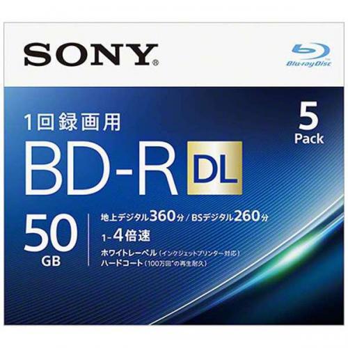【SALE】SONY 4倍速対応 BD-R 2層 ビデオ用ブルーレイディスク 5枚パック 50GB 5BNR2VJPS4 ソニー blu-ray