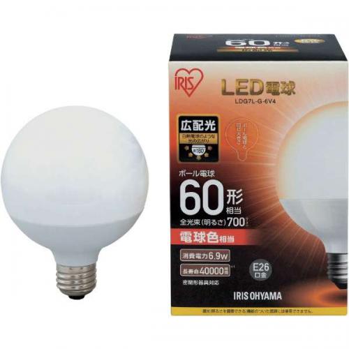 【SALE】アイリスオーヤマ IRIS OHYAMA LED電球 ボール電球形 700lm(電球色相当)広配光 LDG7L-G-6V4