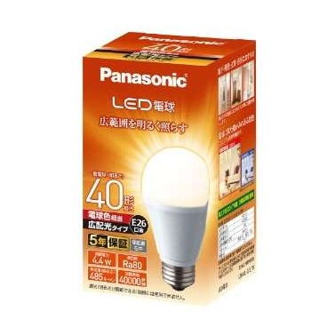 【SALE】パナソニック Panasonic LED電球 一般電球形 485lm相当(電球色相当)LDA4LGEW