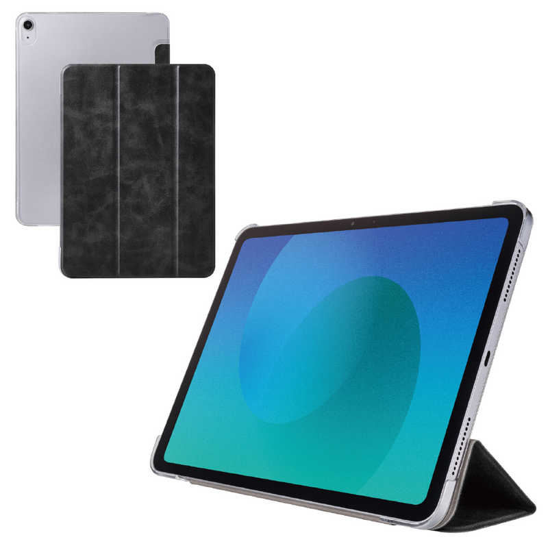 エレコム ELECOM iPadAir11インチ (M3 M2) フラップケース 薄型軽量 背面クリア 2アングル スリープ対応 TB-A25MWVBK