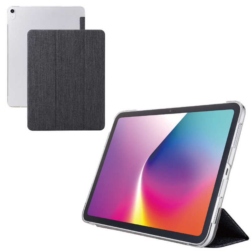 エレコム ELECOM 13インチiPad Air(M3/M2)用フラップケース 薄型軽量 ファブリック 背面クリア ブラック TB-A25XWVCBK