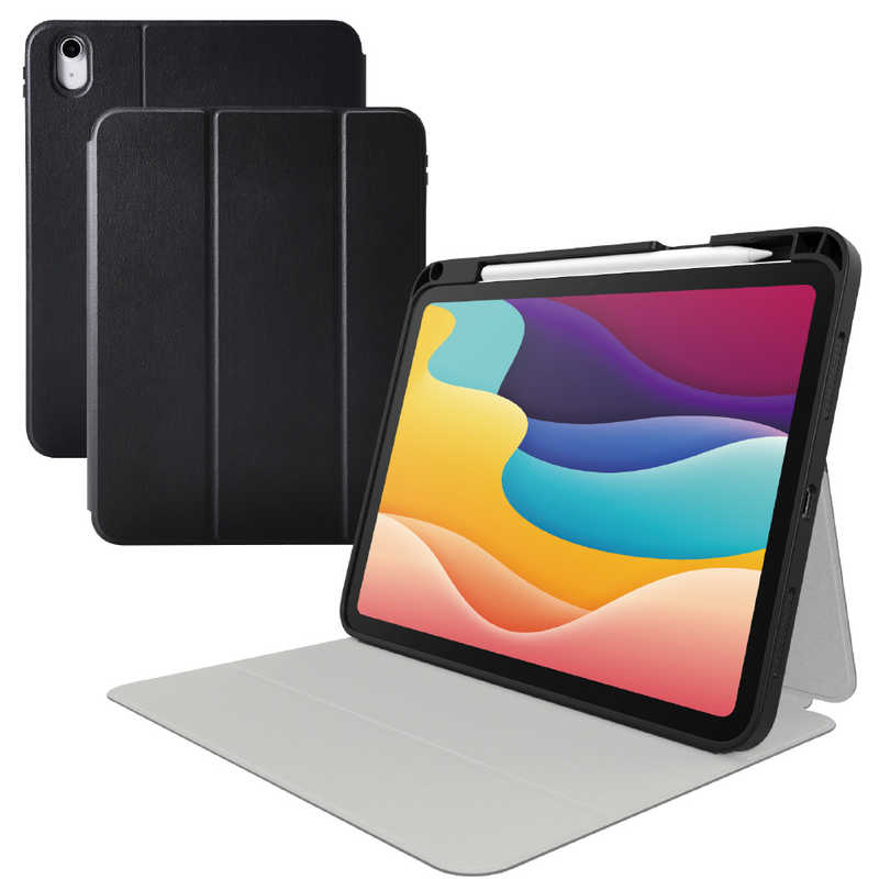 エレコム ELECOM iPad11インチ (A16) 10.9インチ (第10世代) フラップケース 衝撃吸収 ApplePencil収納 スリープ対応 TB-A25RSABK