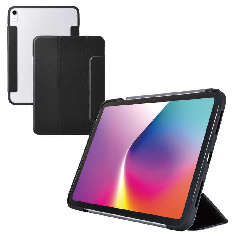 エレコム ELECOM iPad11インチ (A16) 10.9インチ (第10世代) フラップケース 薄型軽量 背面クリア フレームカラー TB-A25RWVFCBK