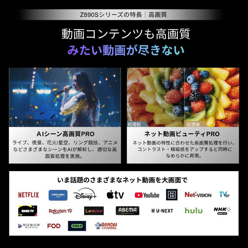 デンキチWeb / レグザ TVS REGZA 4K液晶テレビ MiniLED 量子ドット 55V