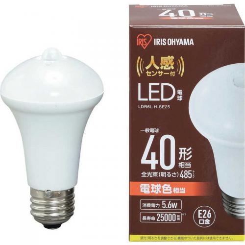 アイリスオーヤマ IRIS OHYAMA 電球人感センサー付 E26 40形相当電球色 LDR6LHSE25