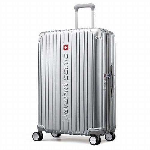 スイスミリタリー SWISS MILITARY CYGNUS(シグナス) スーツケース 75cm 無料預入/98L/5cm拡張/ダブルファスナー/TSAロック/ネームタグ・スーツケースカバー付/メタルシルバー SM-A828 SILVER