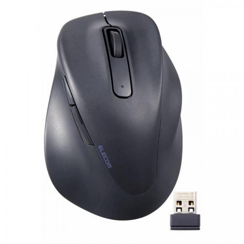 エレコム ELECOM ワイヤレスマウス 2.4GHz 静音 5ボタン 右手専用 エルゴノミクス 抗菌 Lサイズ EX-G ブラック M-XGL30DBSKBK