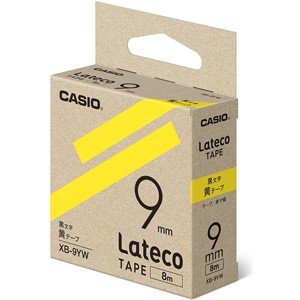 CASIO カシオ  Lateco(ラテコ) 詰め替え用テープ XB-9YW 9mm (黄・黒文字)