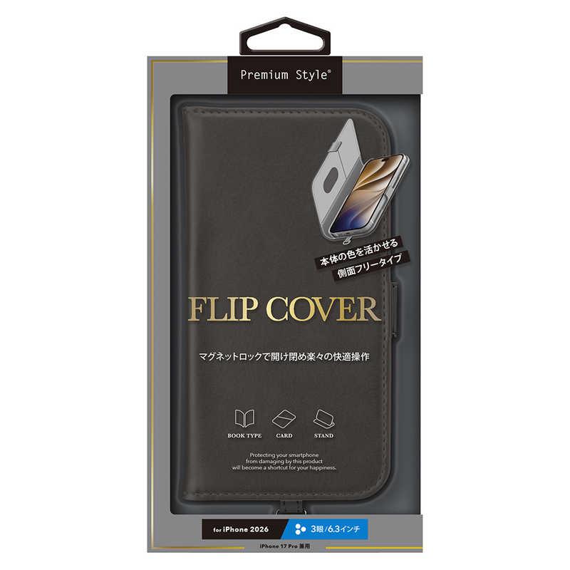 PGA iPhone 18 Pro ケース フリップカバー Premium Style ブラック PG-26BFP01BK