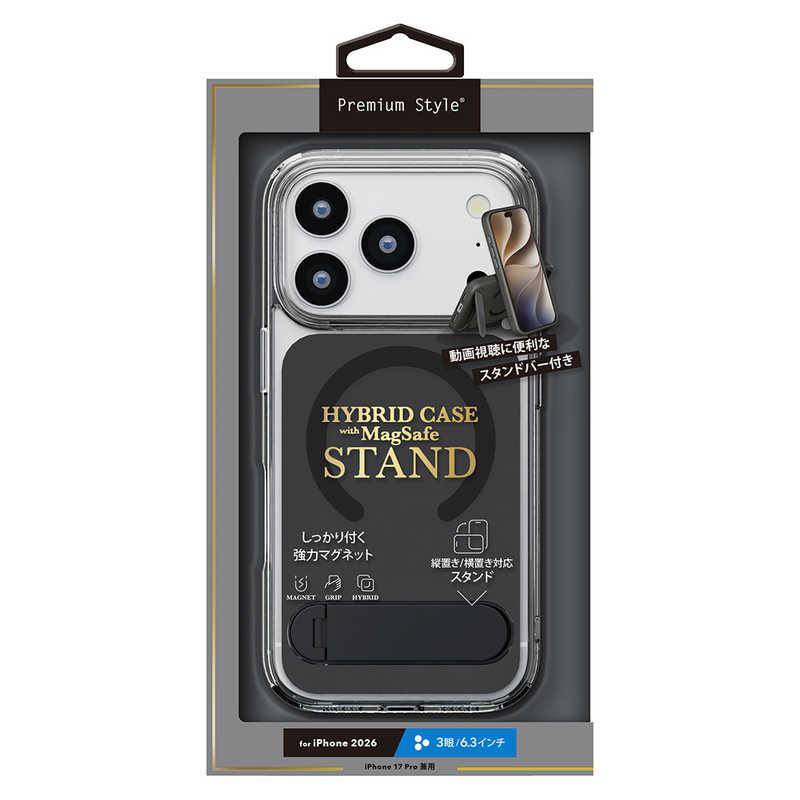 PGA iPhone 18 Pro/17 Pro用 MagSafe対応 スタンド付ハイブリッドケース [ブラック] PG-26BMH01BK