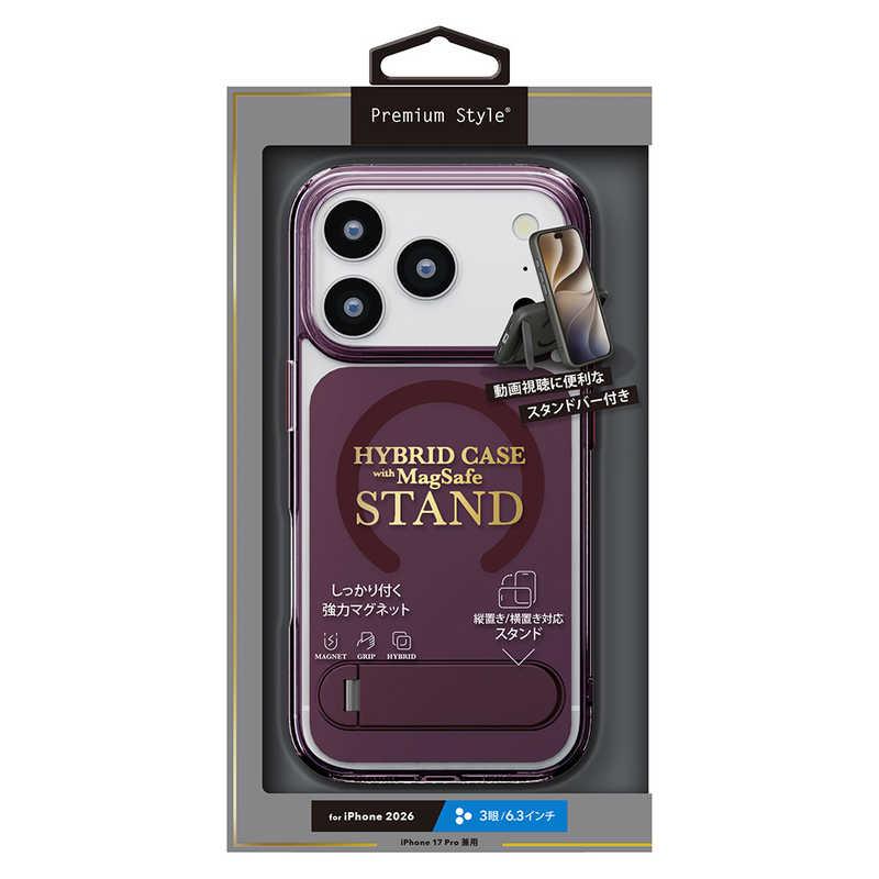 PGA iPhone 18 Pro ケース MagSafe対応 スタンド付ハイブリッドケース Premium Style レッド PG-26BMH03RD