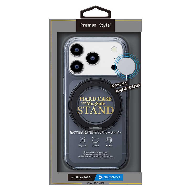 PGA iPhone 18 Pro ケース MagSafe対応 スタンド付ハードケース Premium Style クリアブラック PG-26BMP03BK