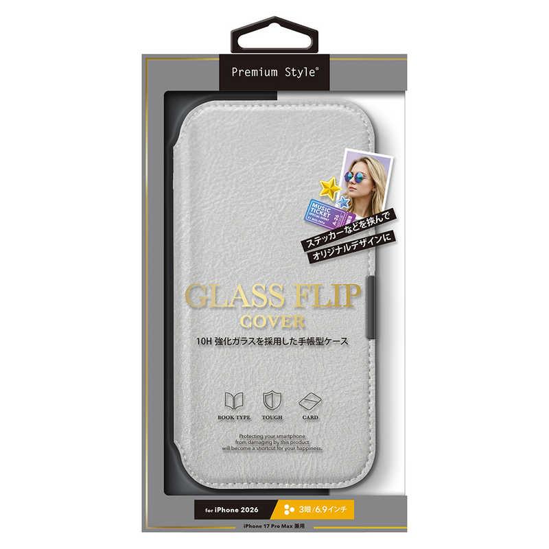 PGA iPhone 18 Pro Max ケース ガラスフリップケース Premium Style シルバー PG-26DGF02SV