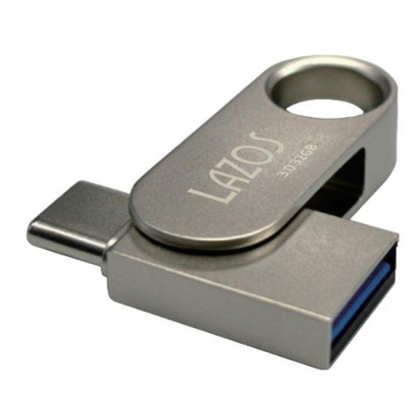 ラソス LAZOS Type-C ＆USB-A USB3.0 回転式フラッシュメモリ 32GB L-USC32