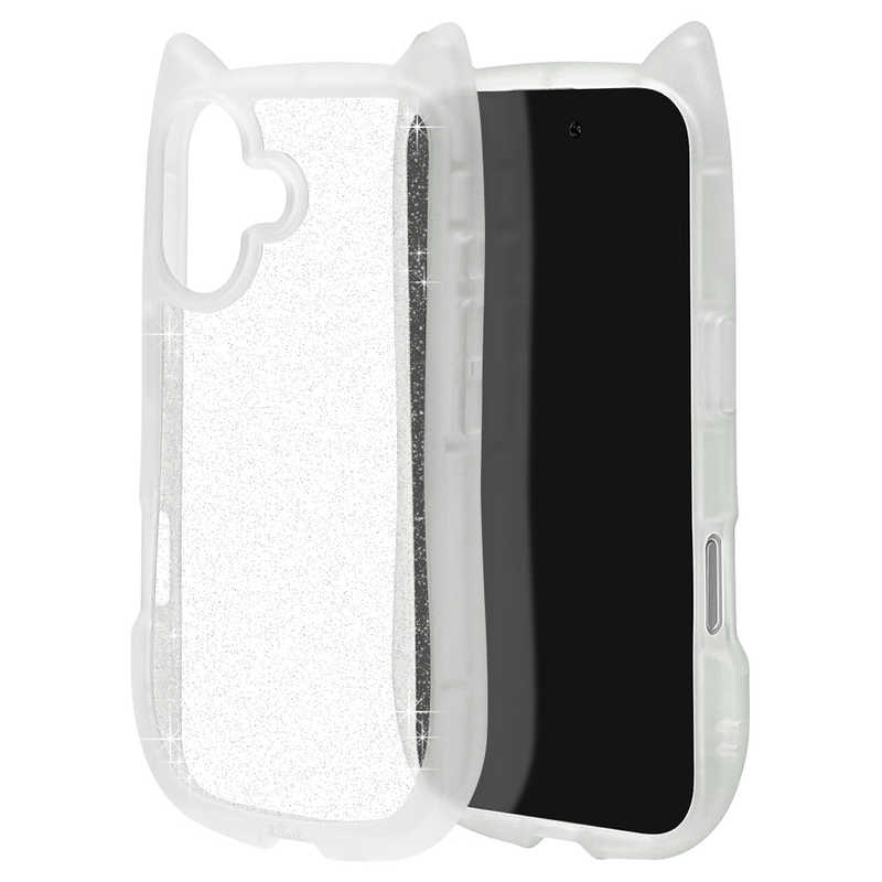 ラスタバナナ iPhone17用猫耳ケース TPU×PC クリアグリッター 9168IP5AHPCLGL
