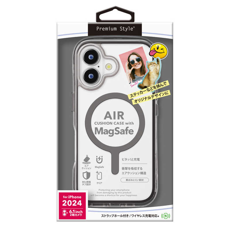 PGA MagSafe対応 エアクッションケース グラファイト （iPhone 16用） PG-24AMGPTA01BK