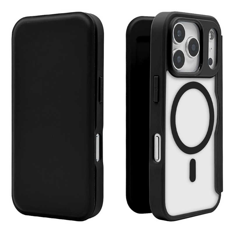 ラスタバナナ iPhone17 Pro用ハイブリッド 手帳ケース 磁力充電対応 ブラック 8985IP5BBHPMBK