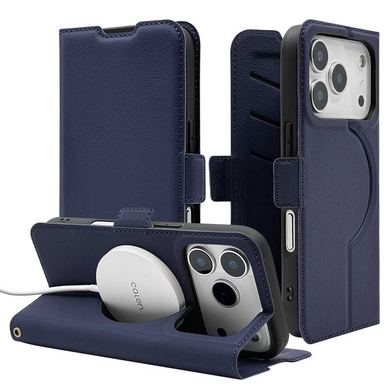ラスタバナナ iPhone 17 Proケース 手帳型 磁力充電対応 ネイビー 8984IP5BBSMMNV