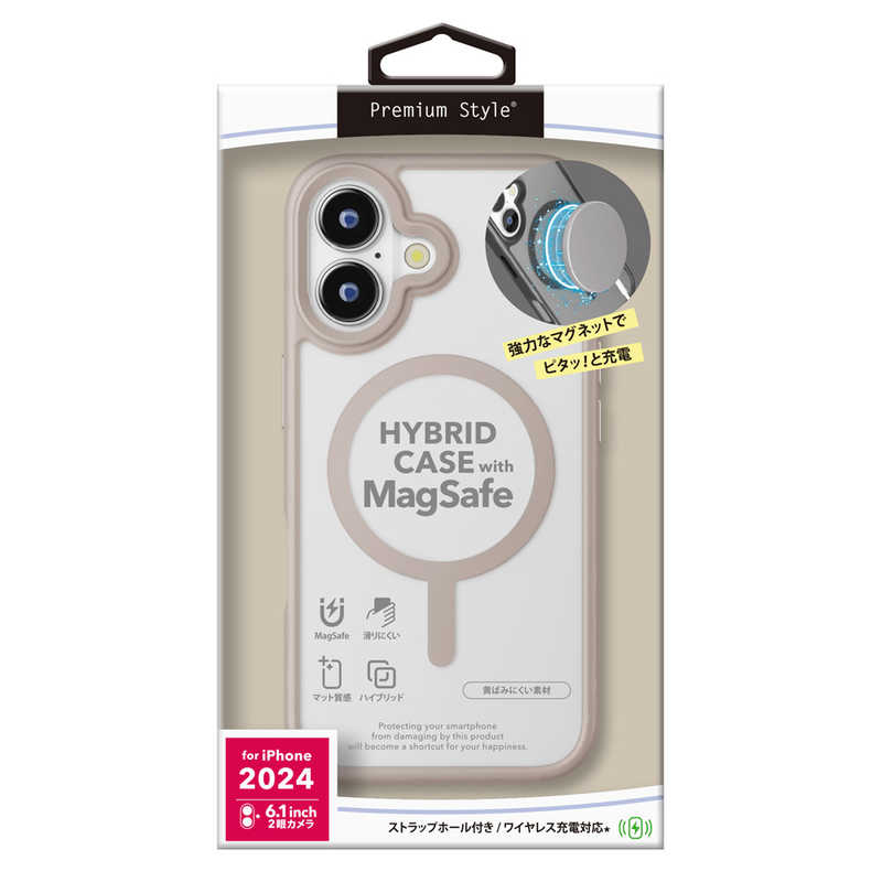 PGA iPhone 16用 MagSafe対応 ハイブリッドケース [ベージュ] PG-24AMGPT05BE