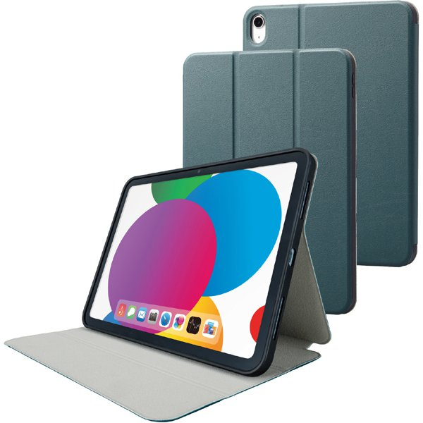 エレコム ELECOM iPad 10.9インチ 第10世代用 ケース ソフトレザー カバー 手帳型 スリープ対応 スタンド機能付 グリーン TB-A22RSAGN