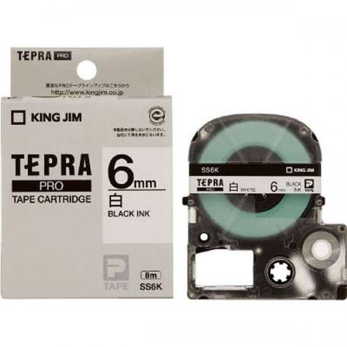 KING JIM TEPRA 白ラベルテープ 白テープ 黒文字 6mm SS6K キングジム テプラ