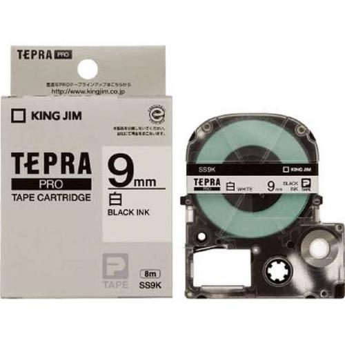 KING JIM TEPRA 白ラベルテープ 白テープ 黒文字 9mm SS9K キングジム テプラ