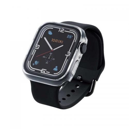 エレコム ELECOM Apple Watch series7 45mm 用 フルカバーケース プレミアムガラス セラミックコート アップルウォッチ7 クリア AW-21AFCGCCR
