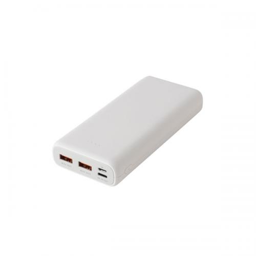 QTJ  PD&QC3.0対応C-Cケーブル付属リチウムバッテリー ホワイト 20000mAh QTC0502WH