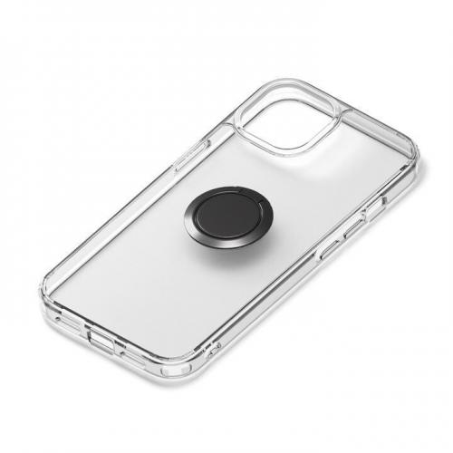 PGA iPhone 13用 2眼 リング付 抗菌ハイブリッドケース ブラック Premium Style PG-21KPT06BK