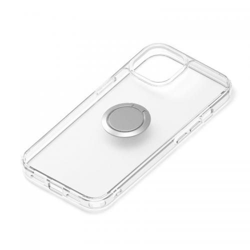 PGA iPhone 13用 2眼 リング付 抗菌ハイブリッドケース シルバー  Premium Style PG-21KPT07SV