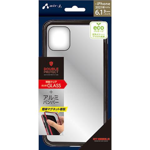 エアージェイ air-J iPhone 13 Pro 6.1インチ 用 耐衝撃メタル&ガラス マグネット装着 全面保護MCケース ブラック   AC-P21P-MCBK
