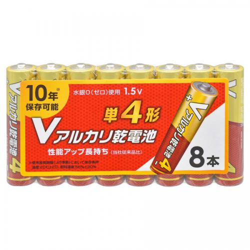 オーム電機 OHM Vアルカリ乾電池 単4形 8本パック LR03VS8P