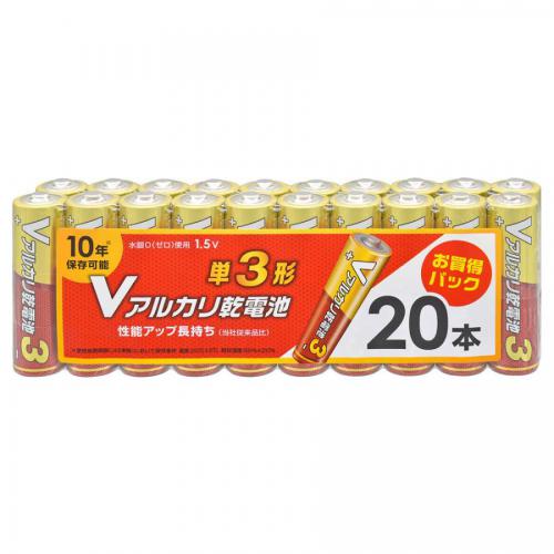 オーム電機 OHM Vアルカリ乾電池 単3形 20本パック LR6VS20P
