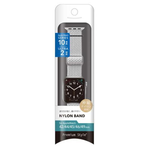 PGA Apple Watch 49/45mm用 ナイロンバンド ライトグレー PG-AW49NY02GY