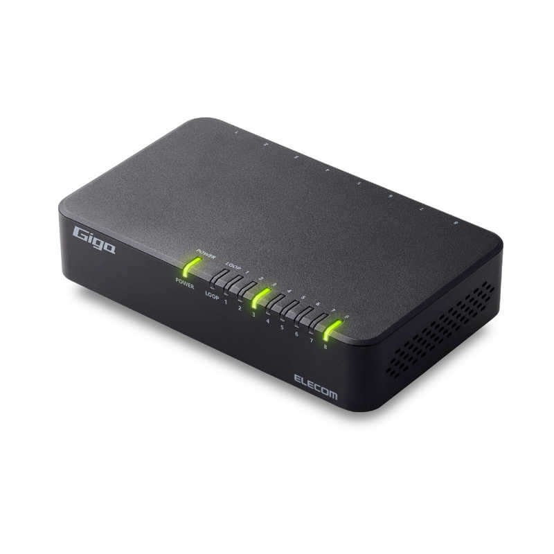 エレコム　ELECOM スイッチングハブ [8ポート /1Giga対応 /ACアダプター] プラ筐体 本体背面マグネット付き ブラック EHC-G08PA4-JB