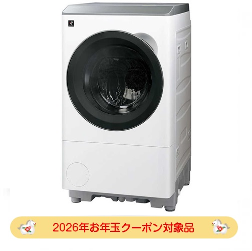 【2026年お年玉クーポン対象品】シャープ SHARP ドラム式洗濯乾燥機 洗濯12kg 乾燥6kg 左開き プラズマクラスター マットホワイト ES-12X1-WL(大型)
