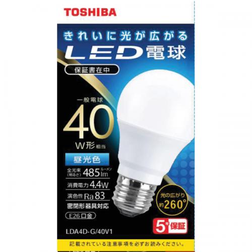 東芝 TOSHIBA LED電球 40W 昼光色 E26 LDA4D-G/40V1