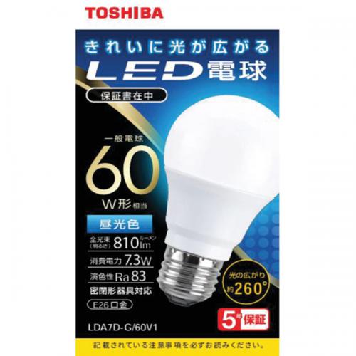 東芝 TOSHIBA LED電球 60W 昼光色 E26 LDA7D-G/60V1