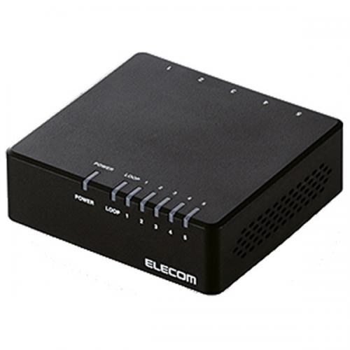 ELECOM スイッチングハブ 5ポート10/100Mbps AC電源 EHC-F05PA-B エレコム
