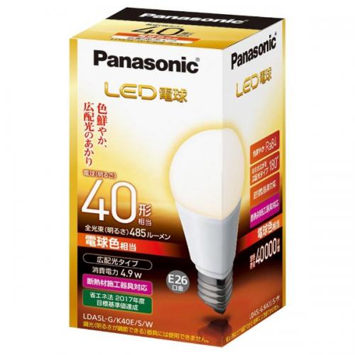 Panasonic LED電球 一般電球形 485lm 電球色 口金E26 LDA5LGK40ESW パナソニック