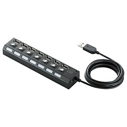 ELECOM USB2.0 ハブ 7ポート ACアダプタ付 セルフ/バス両対応 個別スイッチ付 2.0m ブラック U2H-TZS720SBK エレコム