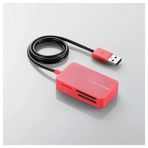 ELECOM カードリーダー USB2.0 ケーブル一体タイプ レッド MR-A39NRD エレコム